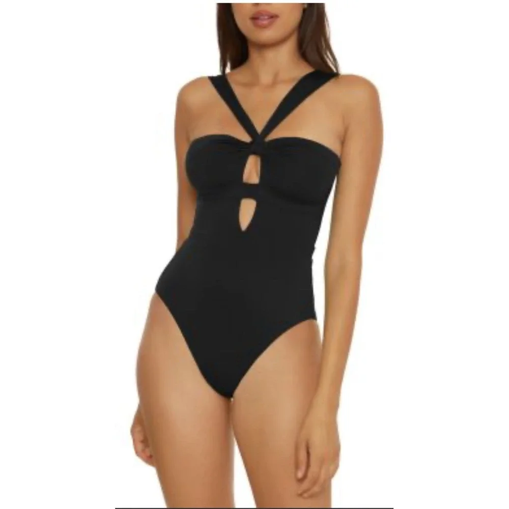 BECCA Black Color Code Rylie Convertible Bandeau One Piece Swimsuit S NWT's 138$